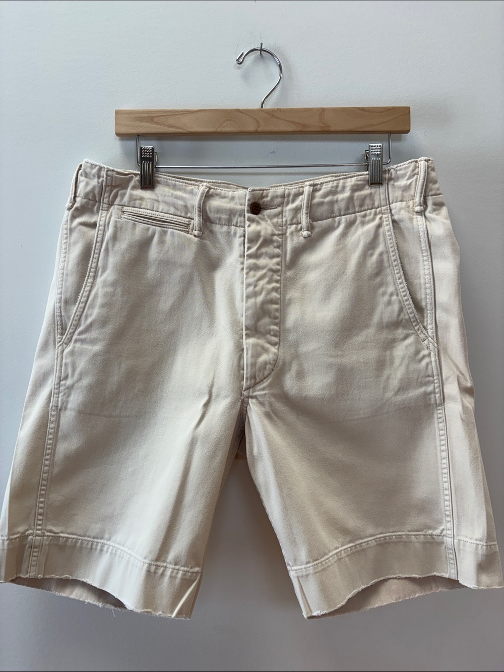 Ralph Lauren Double RL Cream Cotton Flat-Front Shorts